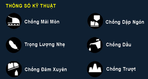 thông số kỹ thuật giày King Power O-807