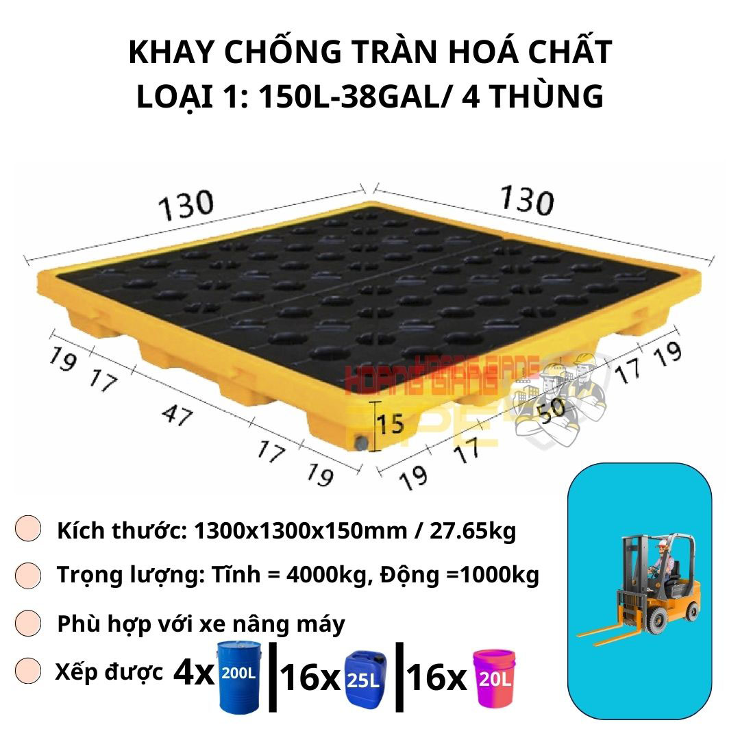 khay chống tràn hoá chất 150L