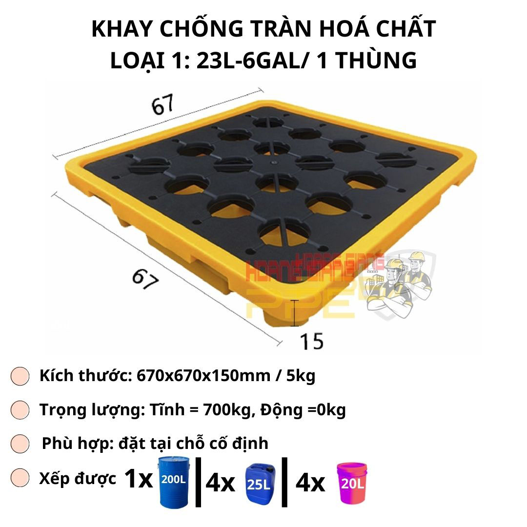 khay chống tràn hoá chất 23L