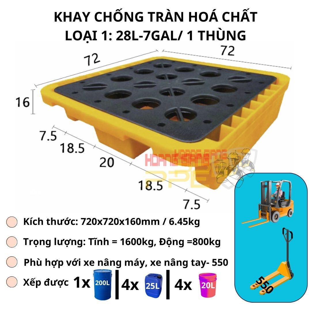 khay chống tràn hoá chất 28L