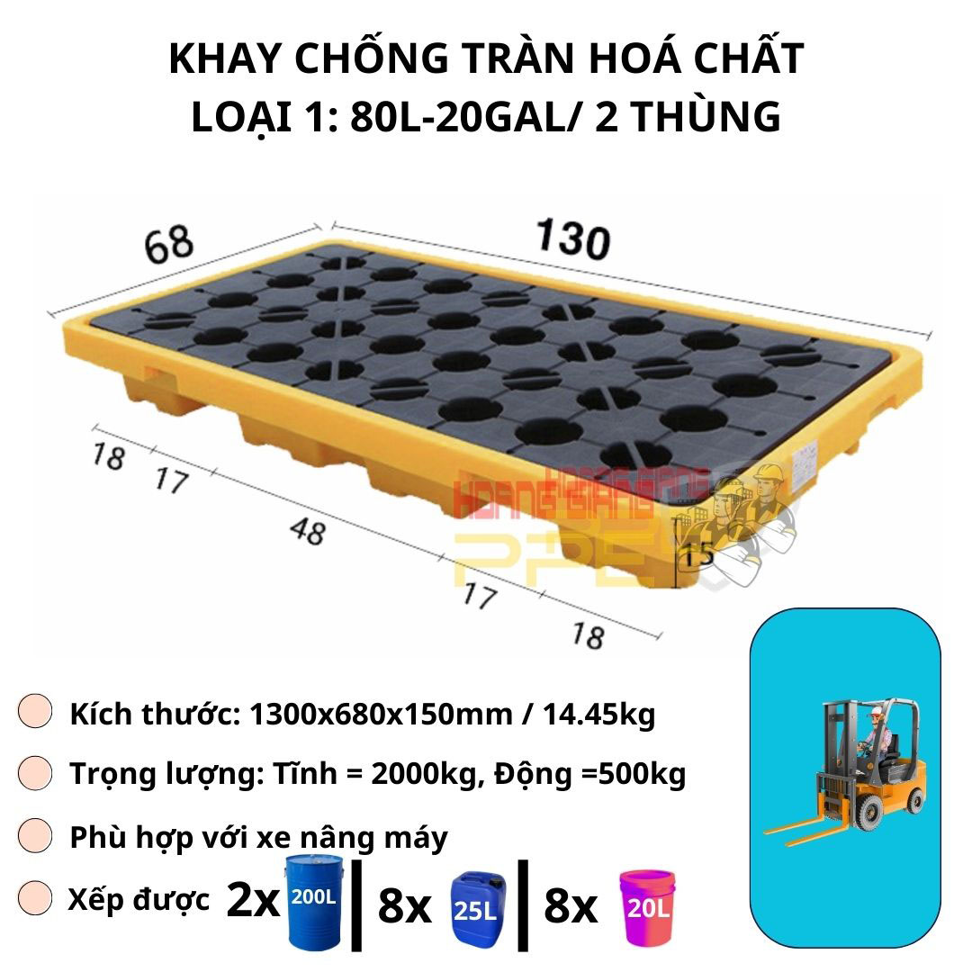 khay chống tràn hoá chất 80L