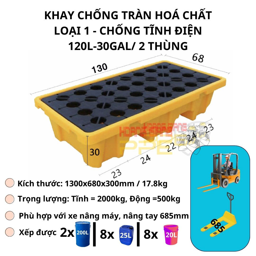 khay chống tràn hoá chất chống tĩnh điện 120L