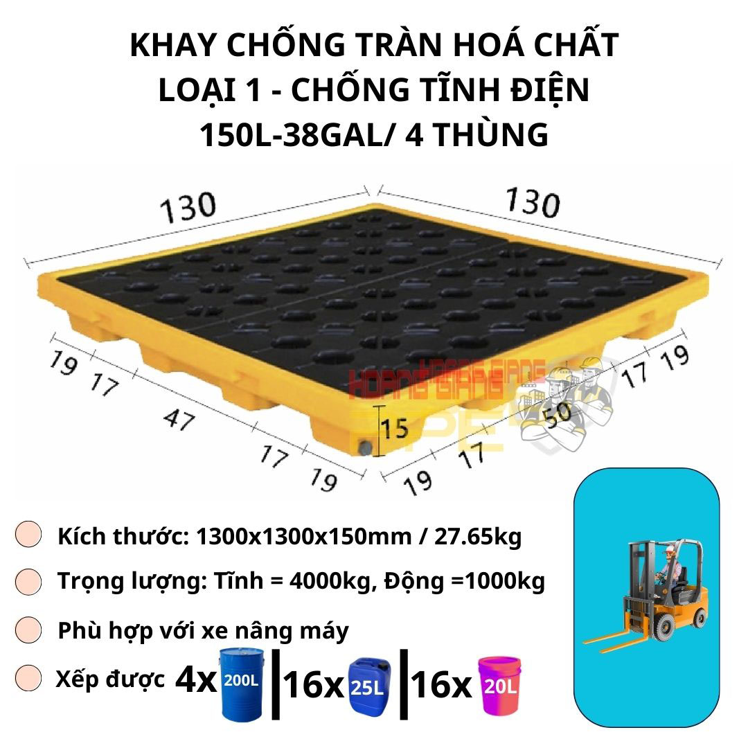 khay chống tràn hoá chất chống tĩnh điện 150L