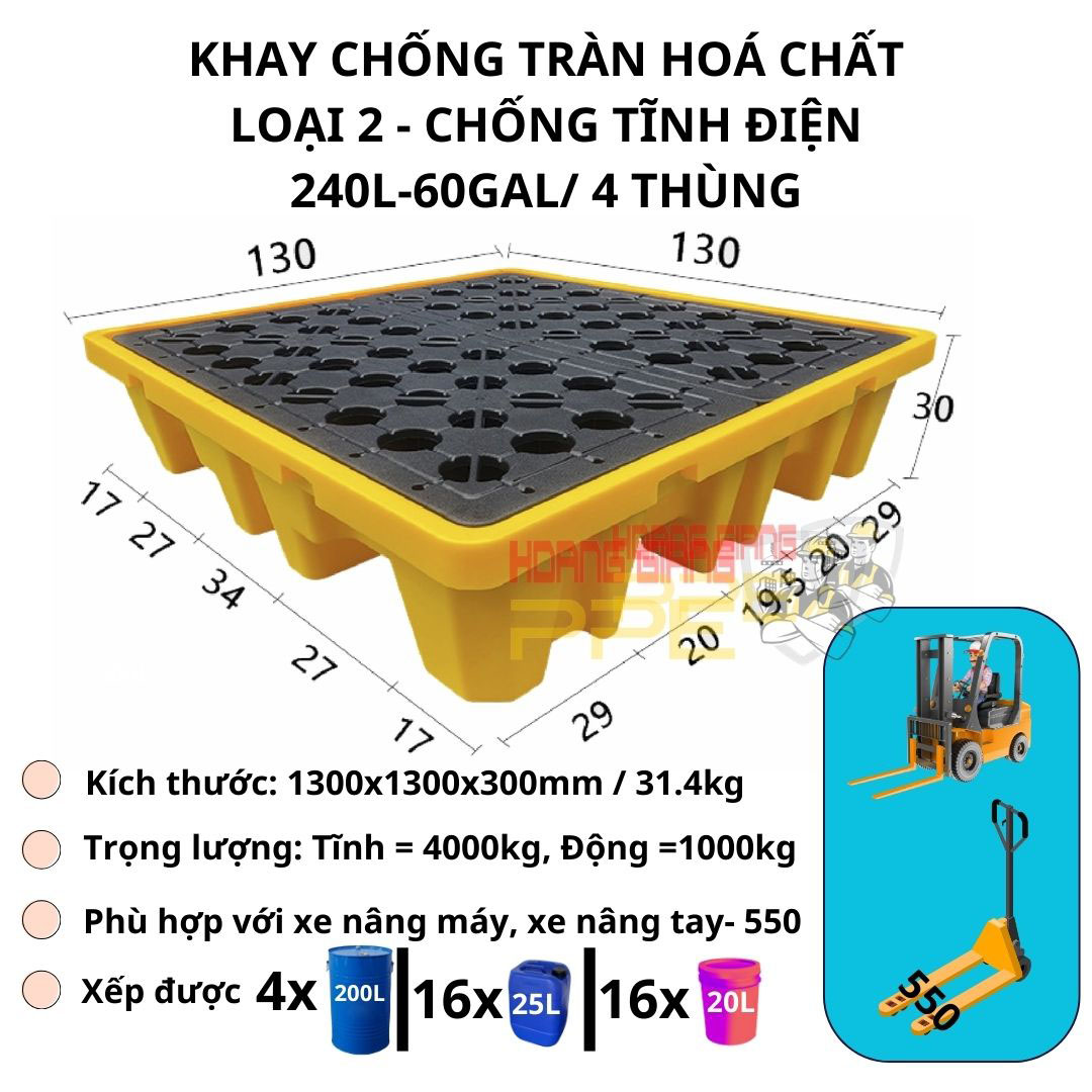 khay chống tràn hoá chất chống tĩnh điện 240L