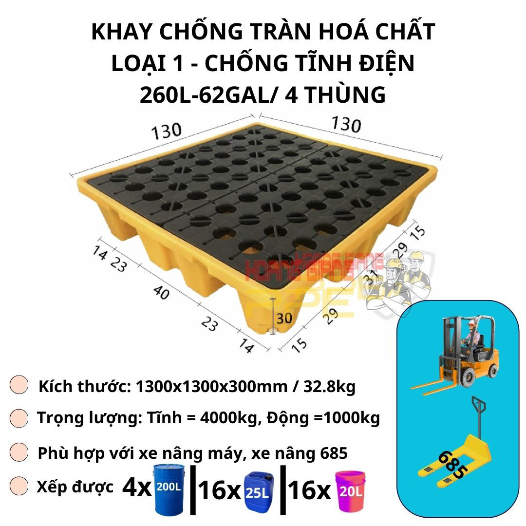 khay chống tràn hoá chất chống tĩnh điện 260L