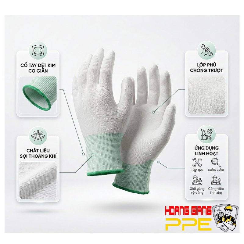 găng tay phủ b&agrave;n pu