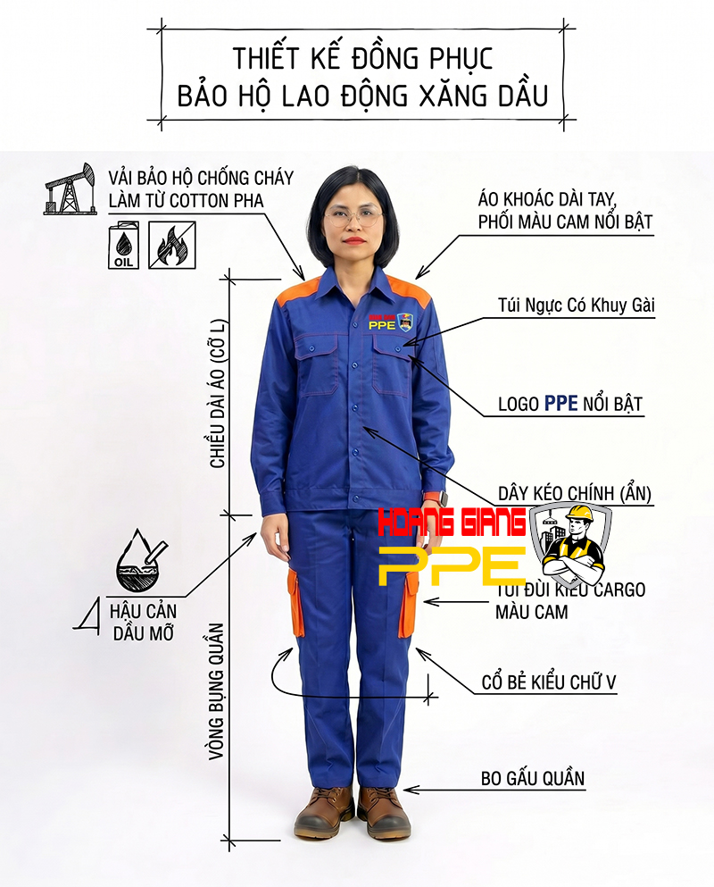 xưởng may quần áo bảo hộ xăng dầu